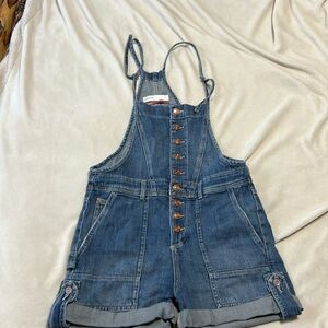 Anthropologie Pilcro denim overall short romper size 26